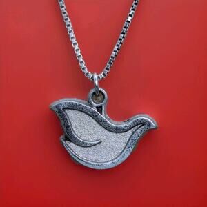 Sterling Silver 925 Dove Pendant & Italian Necklace With Box Chain